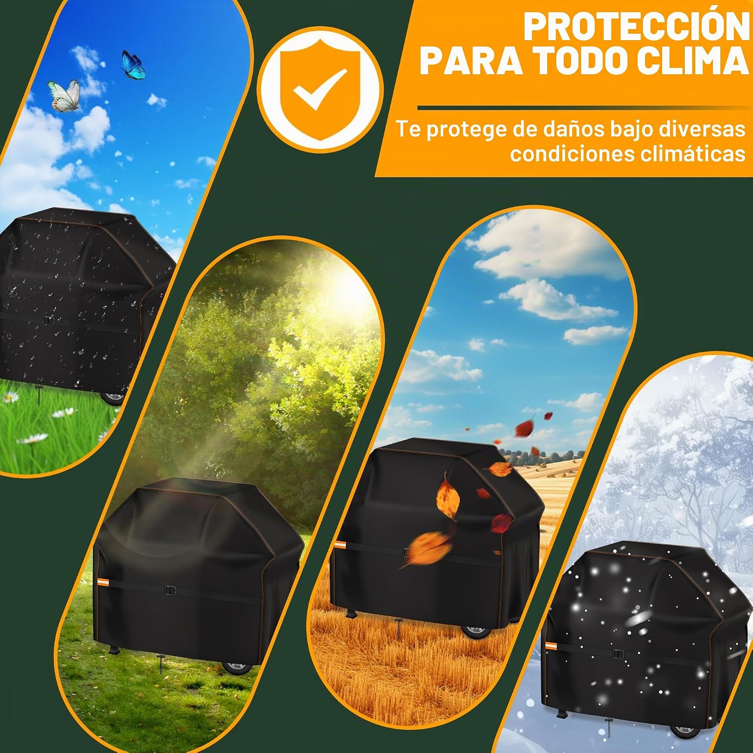 Thumbnail 5 de Enzeno Cubierta para Barbacoa Resistente a la Intemperie 145x61x120 cm – Negro