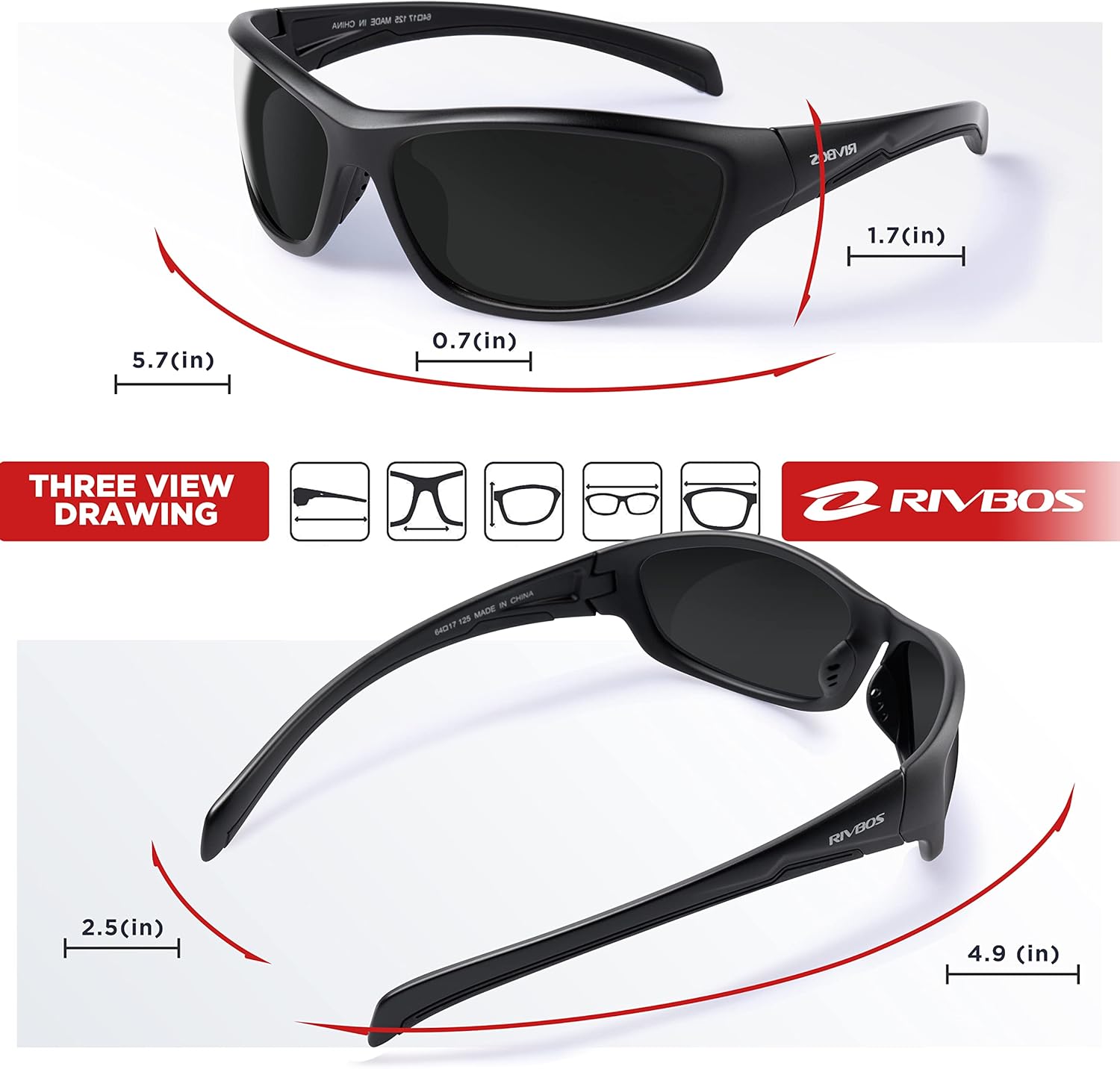 Thumbnail 4 de RIVBOS RB832 Polarized sports sunglasses
