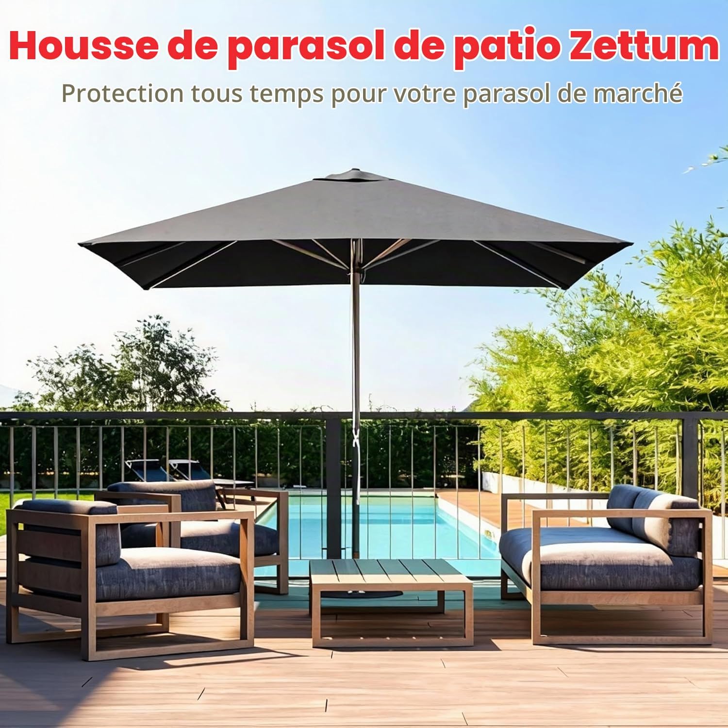 Thumbnail 6 de Zettum UC-DS-M-BLK beschermhoes voor zweefparasol, 600D Oxford en PU-coating