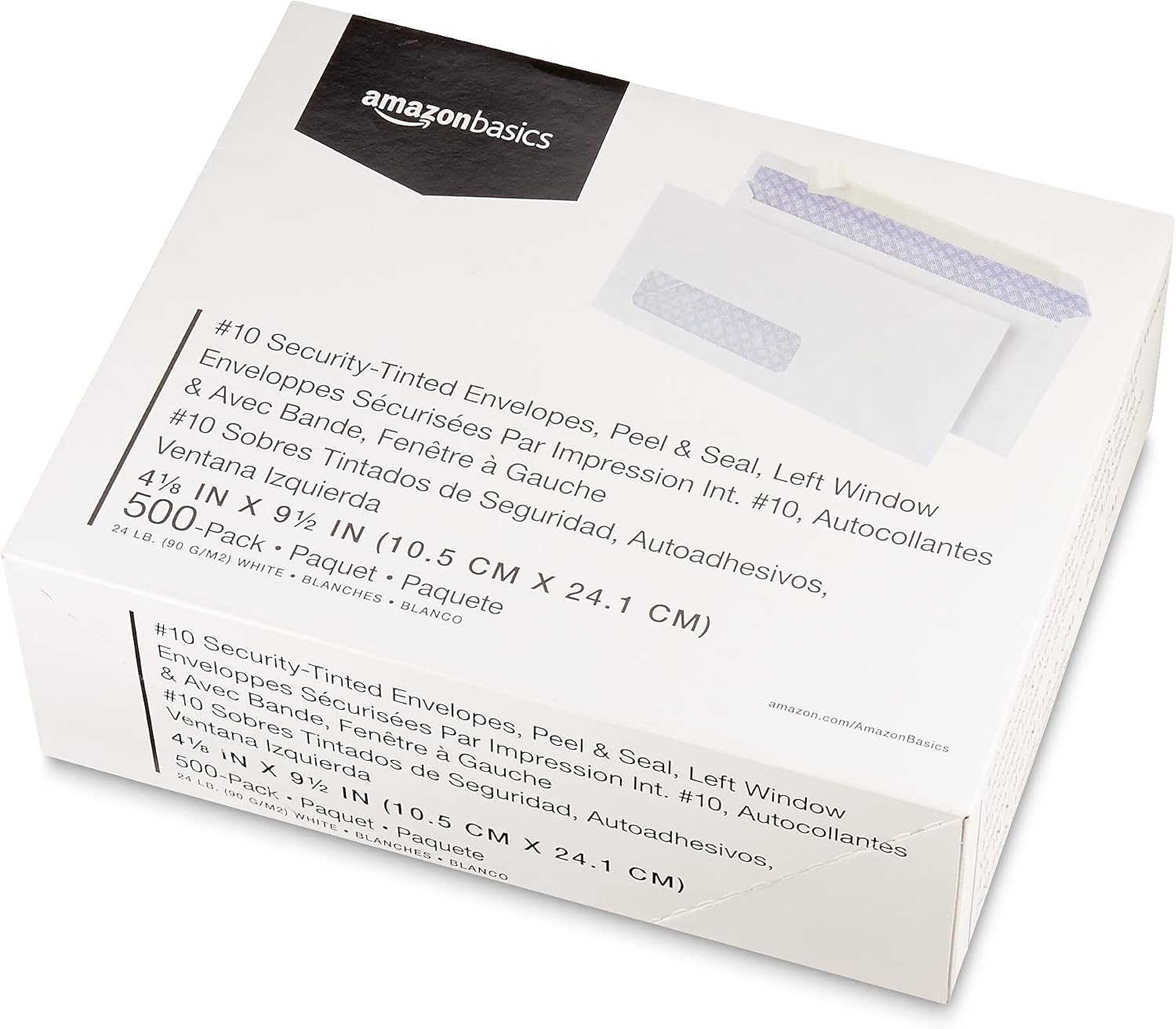 Thumbnail 5 de Amazon Basics #10 Security Tinted Business Envelopes with Left Window, Peel-and-Seal (500-pack)