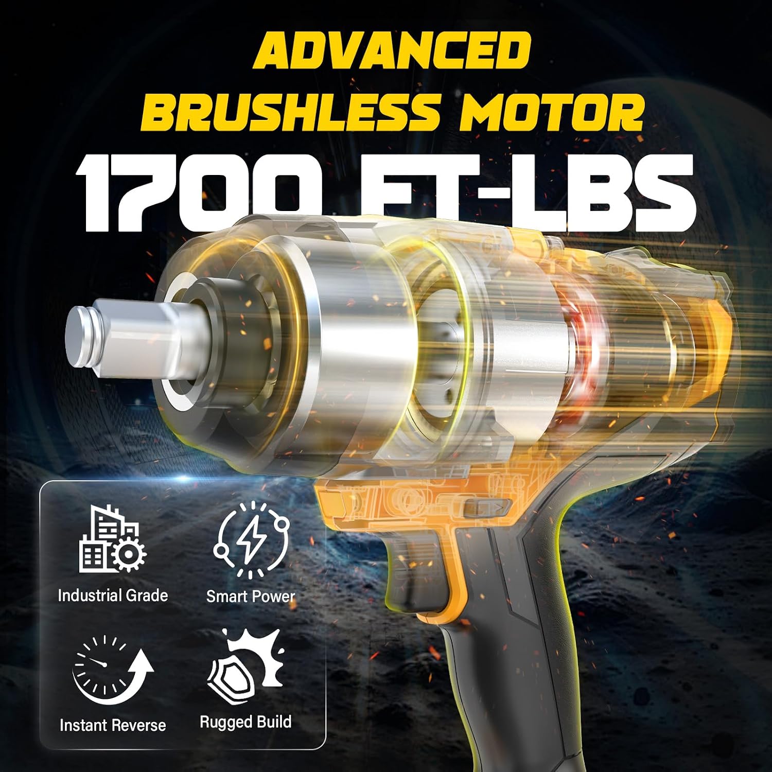 Detalle 2 de NATBEESY Impact Wrench 1/2" 2300 N·m cordless