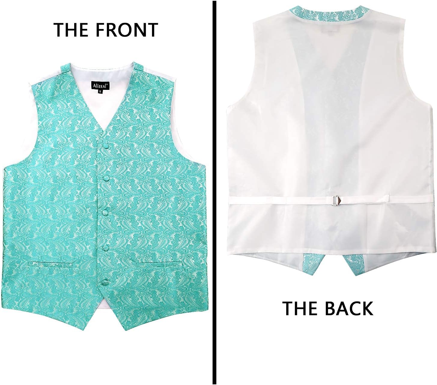 Detalle de Alizeal Mens Classic 4pc Paisley Jacquard Waistcoat Suit Vest Set