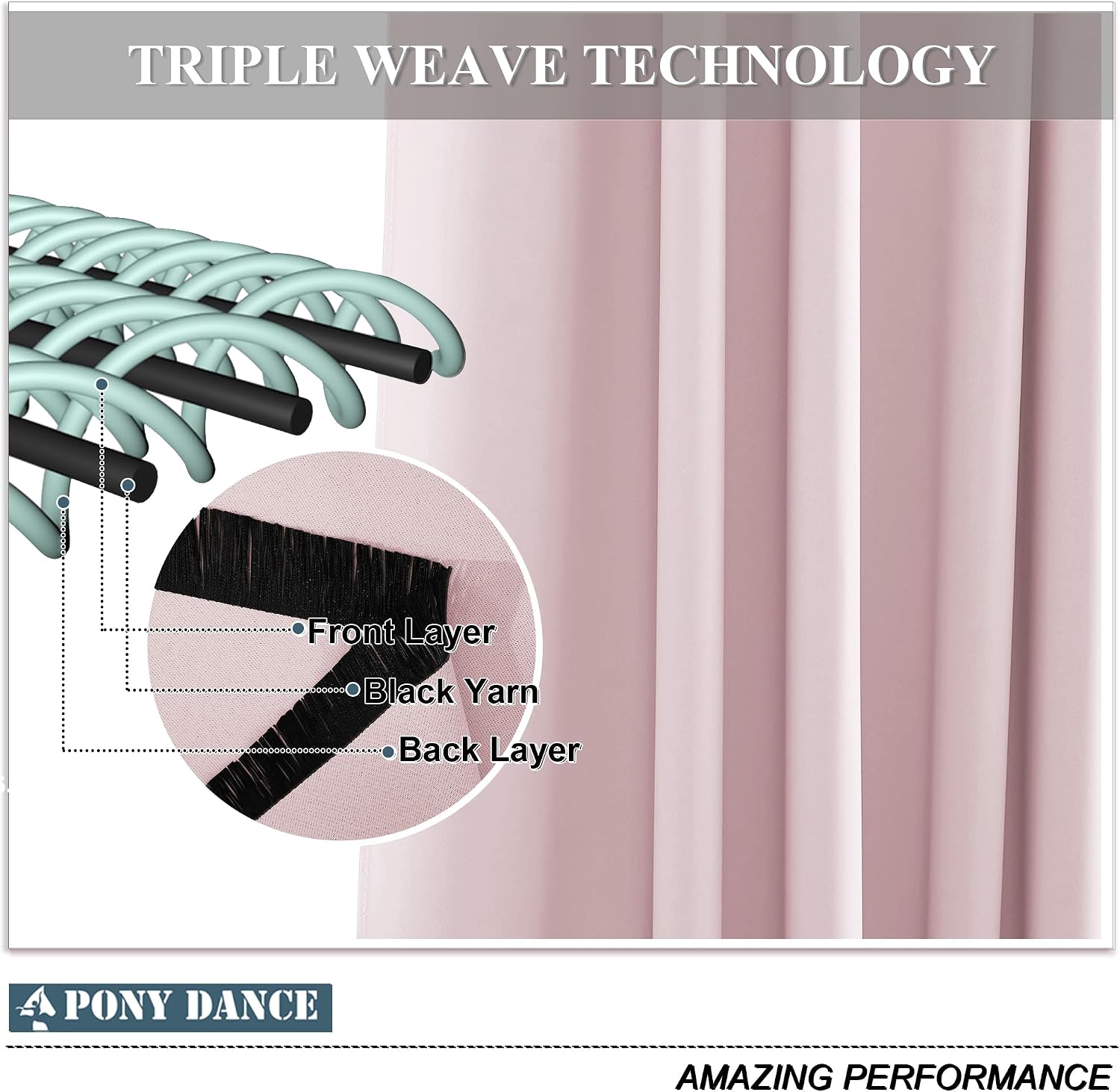 Thumbnail 3 de PONY DANCE Pink thermal blackout curtains 46 x 84 in 🪟