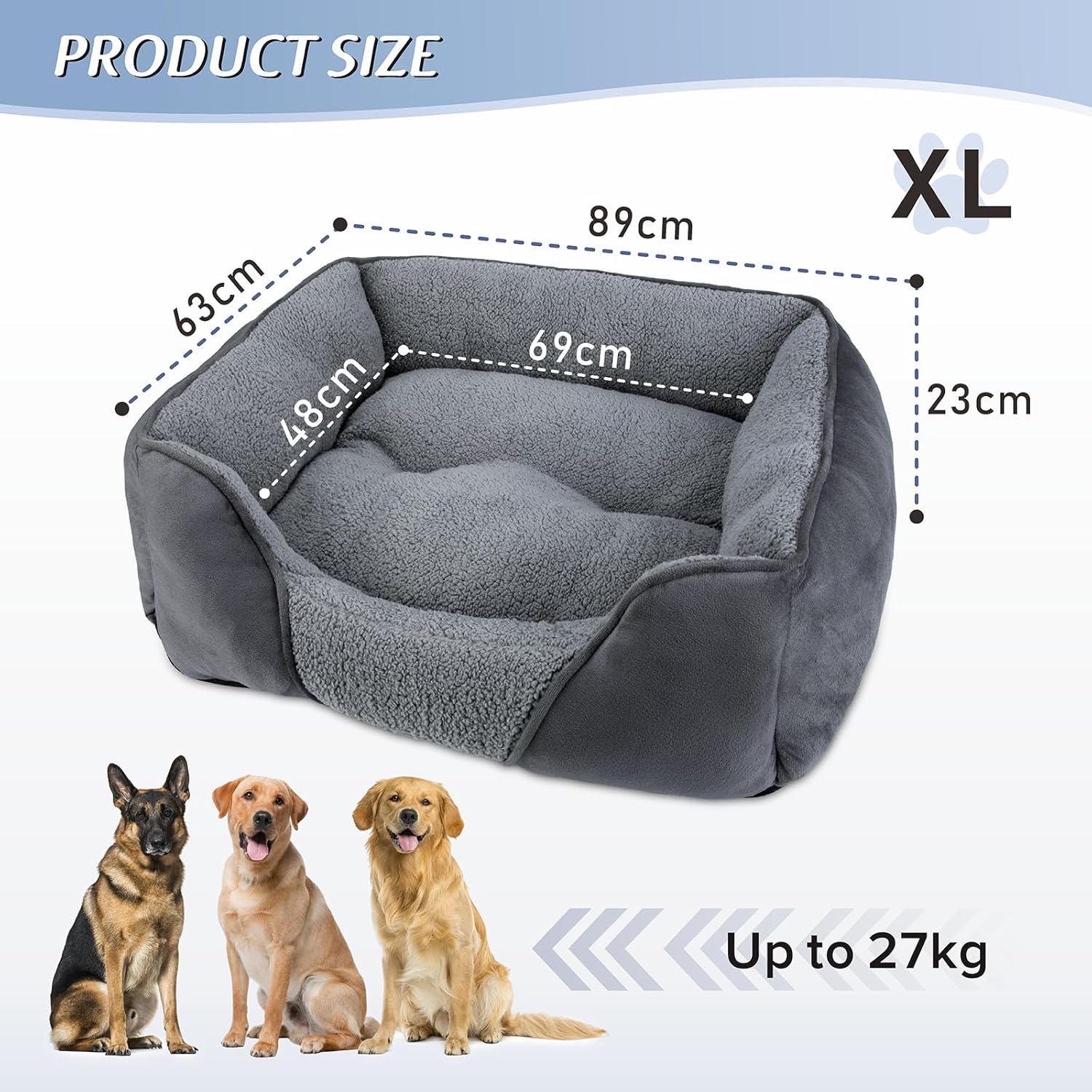 Thumbnail 4 de MIXJOY Dog Bed XL 89×64×23 cm orthopedic pet bed
