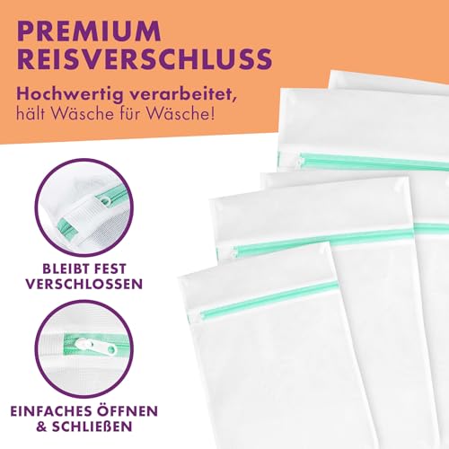 Detalle de Lavandola Wäschenetz Set – Kochfest, trocknergeeignet, 3 Größen für BHs, Feinwäsche, Unterwäsche & Co.