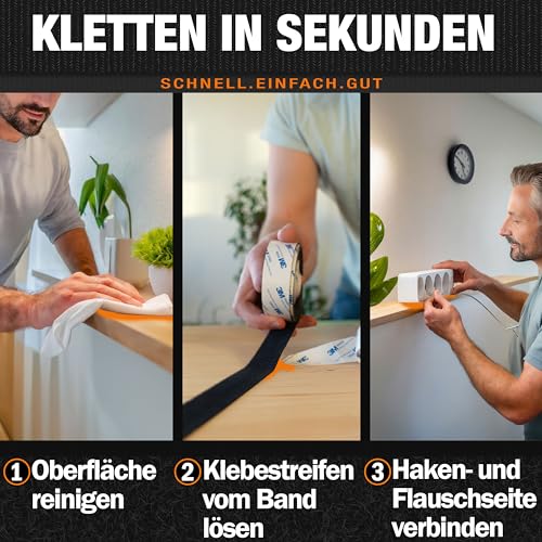 Detalle de Klettband Selbstklebend Extra Stark Outdoor & Indoor 20mm x 5m schwarz von ToolTopia