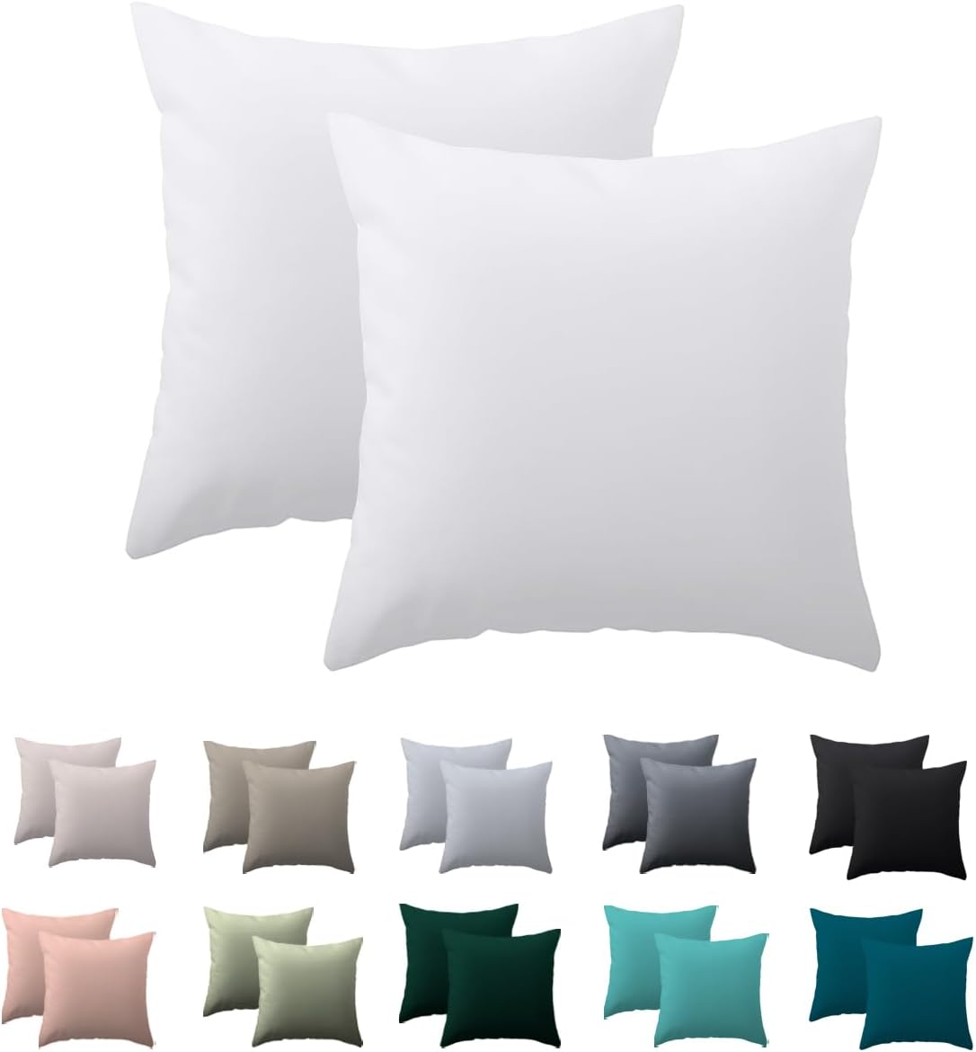 Detalle de Nesture Kissenbezug 80 x 80, 2er Set – kopfkissenbezug aus Mikrofaser, weiß, reißverschluss
