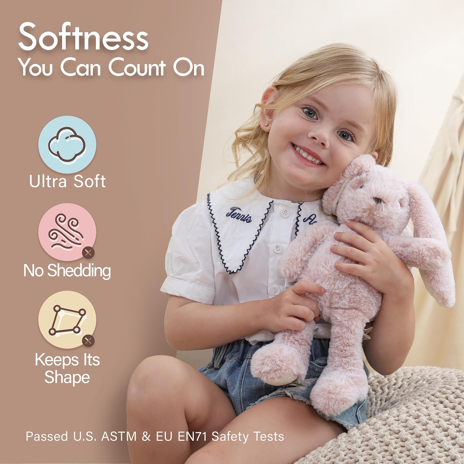 Detalle de Moonkie Hug & Go™ Bunny Toddler Backpack (Soft Plush Bag with Detachable Toy) for Girls Ages 2–4