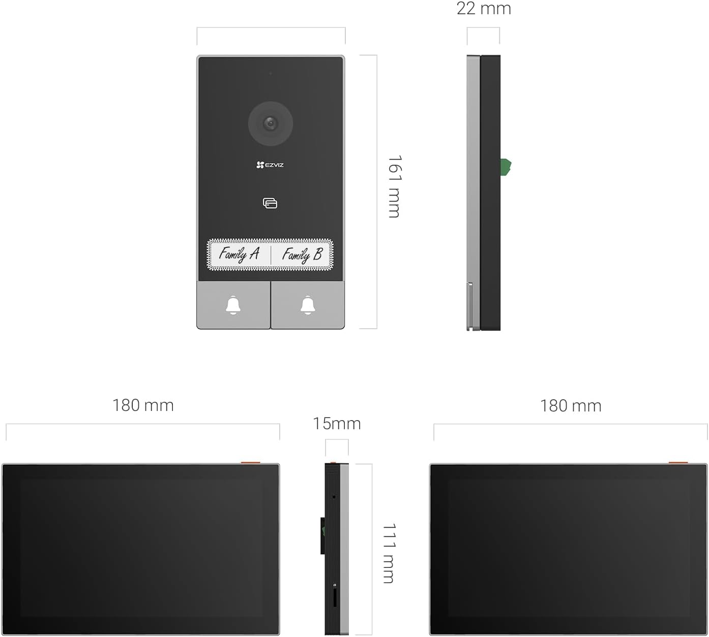 Thumbnail 3 de EZVIZ 2K Video-Türklingel-Set HP7 2-Familien-Kit mit Türsprechanlage, 7-Zoll-Touchmonitoren und KI Personenerkennung