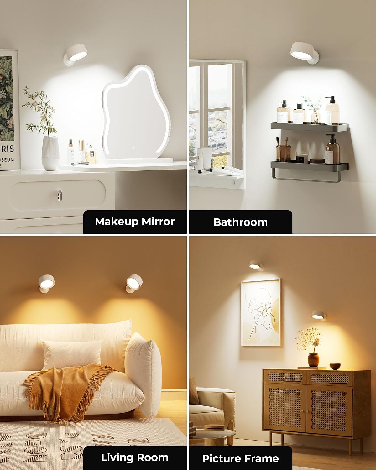 Detalle 2 de FULEN WL11 Rechargeable LED Wall Lights, 4-Pack, 18 Colours, Touch and Remote Control