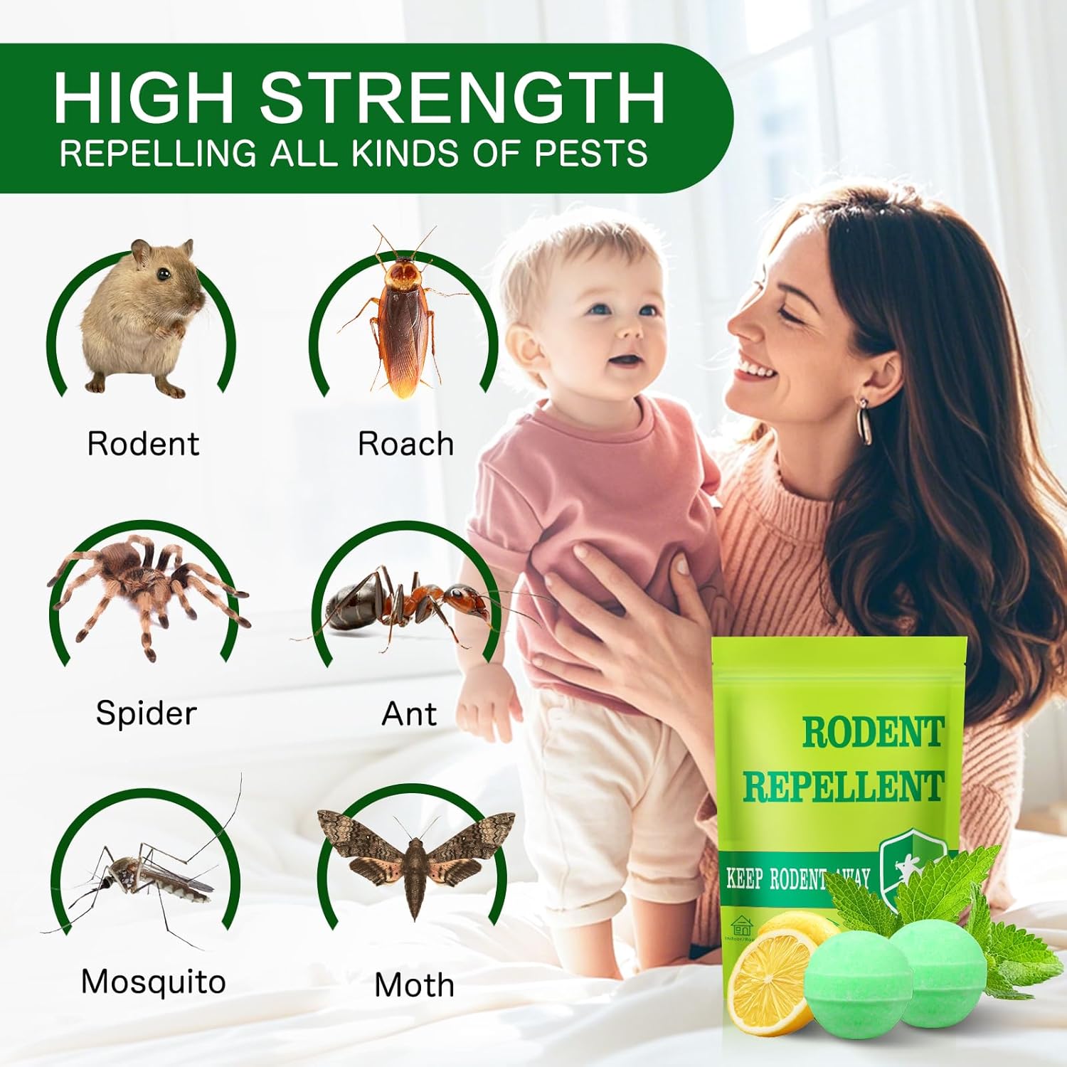 Thumbnail 1 de Jiaonayiyi Natural Peppermint Oil Mouse & Rat Repellent Balls (10 pack) – Indoor & Outdoor pest control