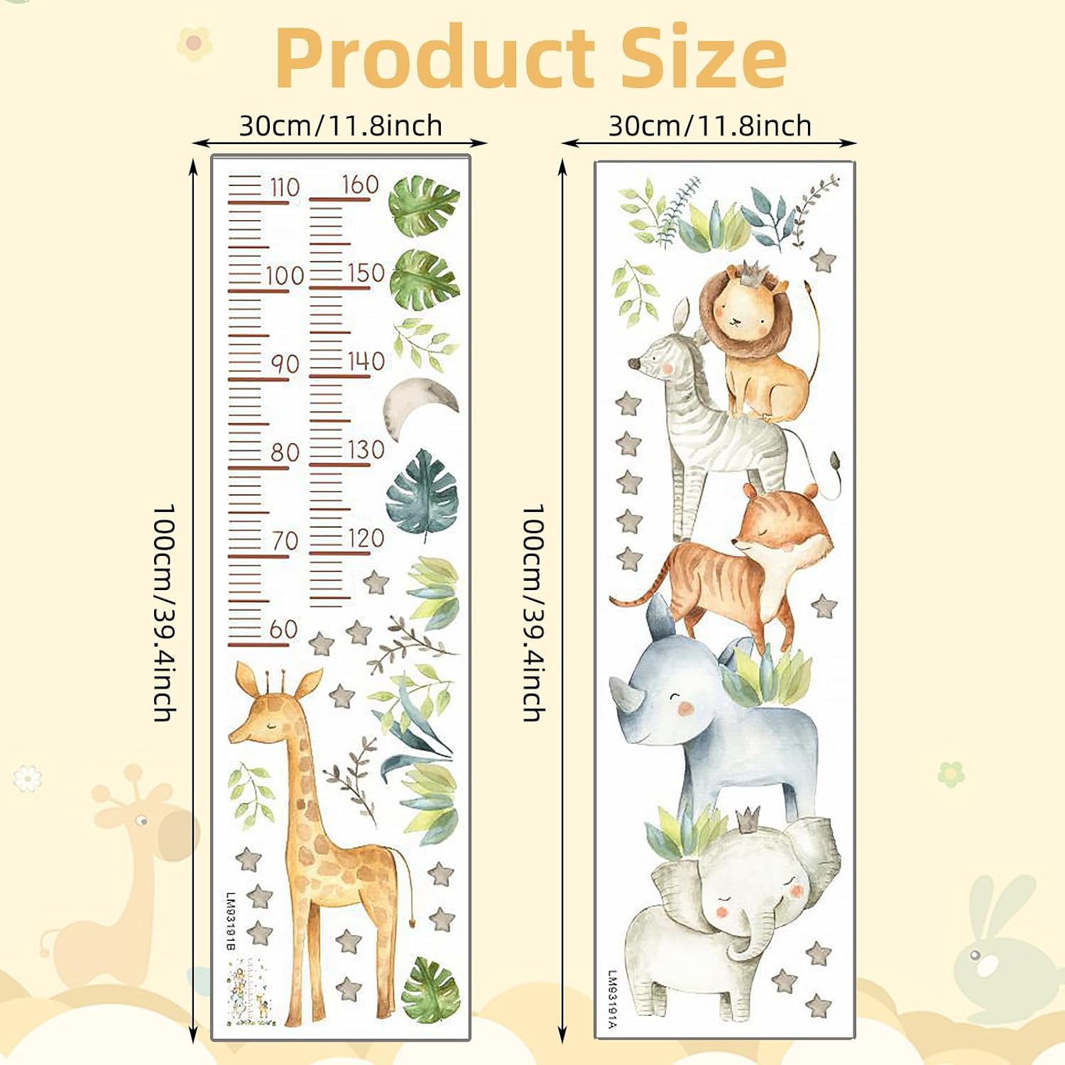 Detalle de Kitnelw dierenmeetlat voor de kinderkamer, 160 cm, pvc