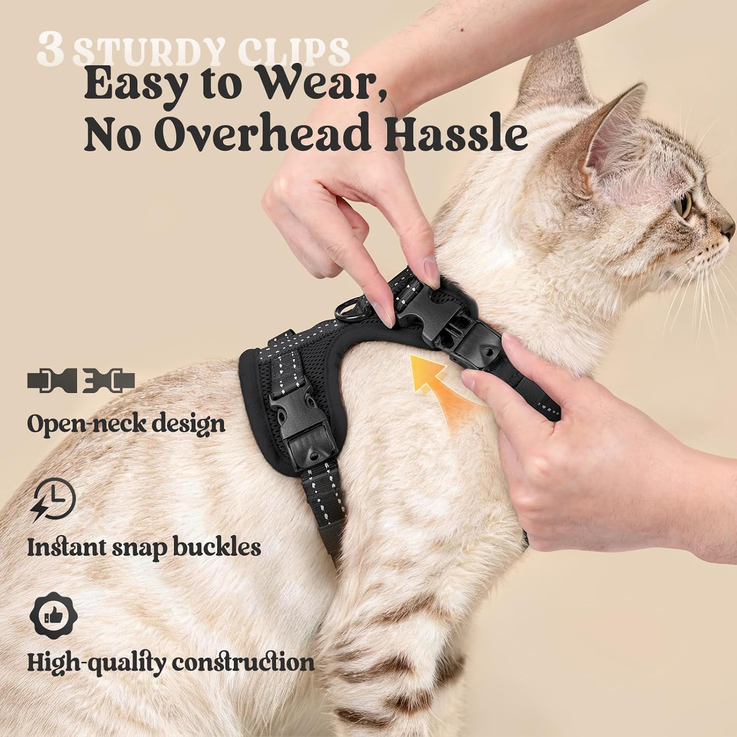 Detalle 2 de Rabbitgoo Cat Harness and Lead Set (Medium–Large) – Escape-Proof, Easy-On Vest Harness with 1.5m Lead