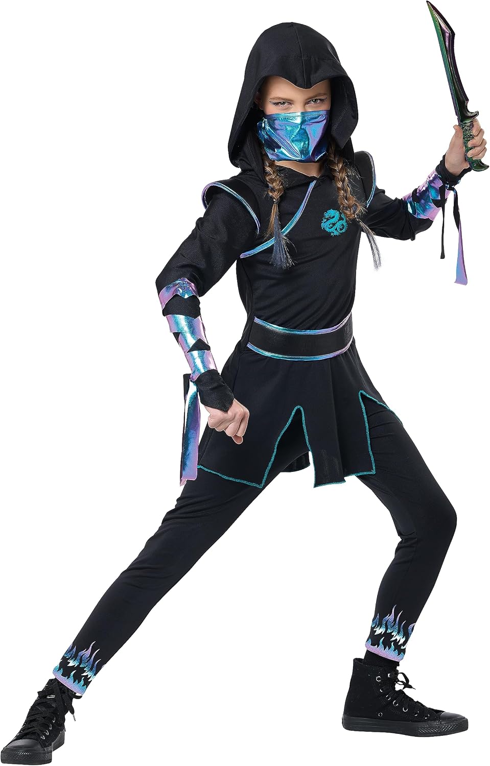 Detalle de California Costumes 3023-085 Girls' Ninja Nightfire Costume with Hood
