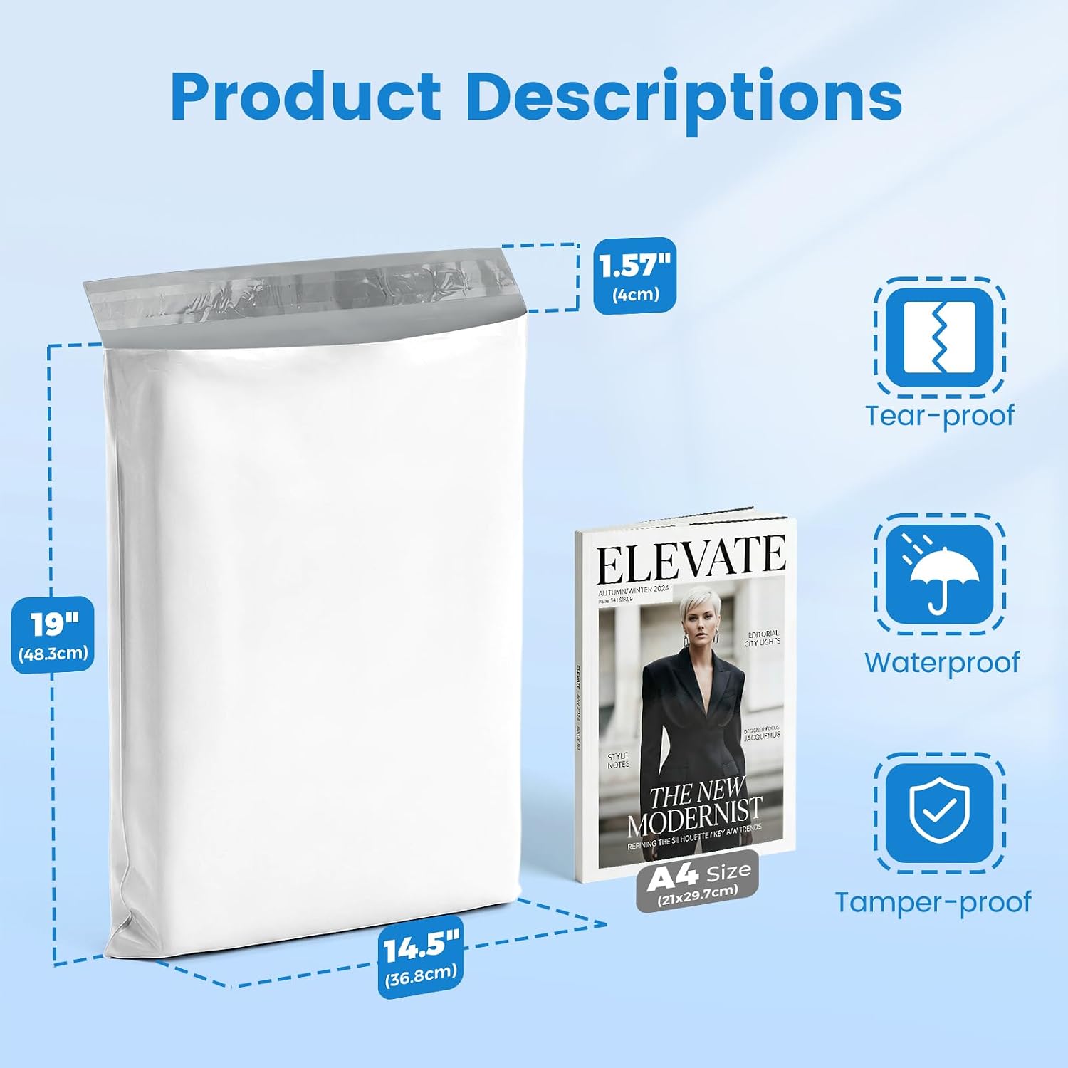 Thumbnail 1 de METRONIC 14.5 x 19-Inch Poly Mailers, 400-Pack, Self-Seal and Water-Resistant