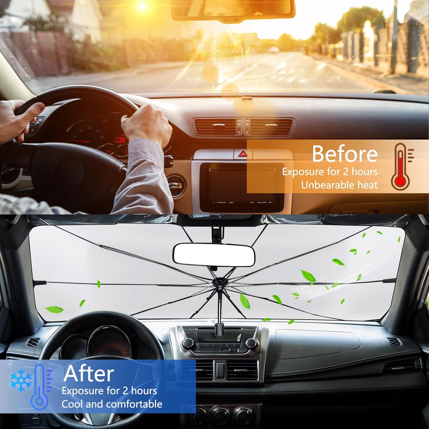 Thumbnail 4 de SUPERFA 140cm x 79cm Car Windscreen Umbrella Sun Shade