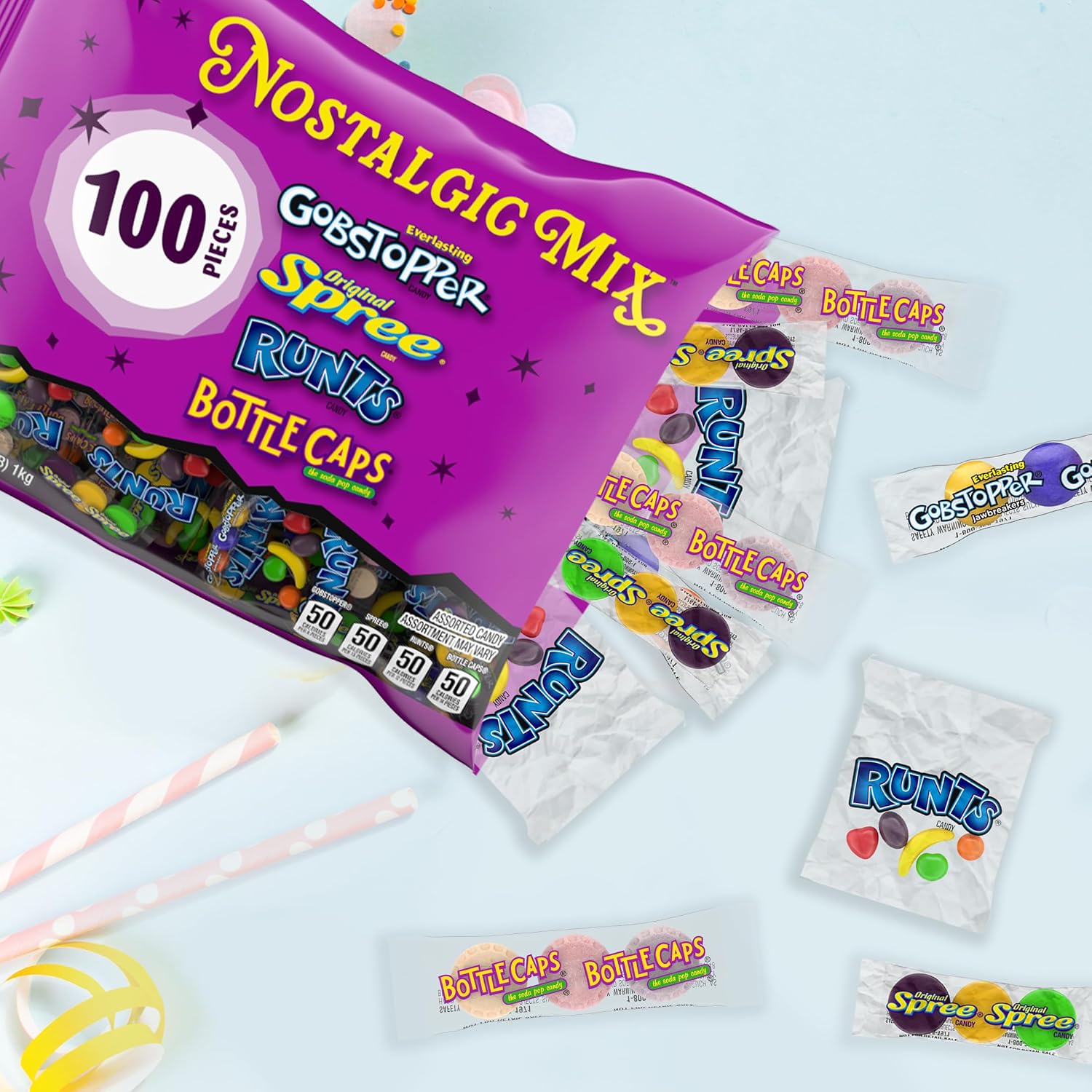 Detalle 2 de Ferrara Gobstopper & Spree Nostalgic Party Mix, 36.5 oz, 100-Count Hard Candy