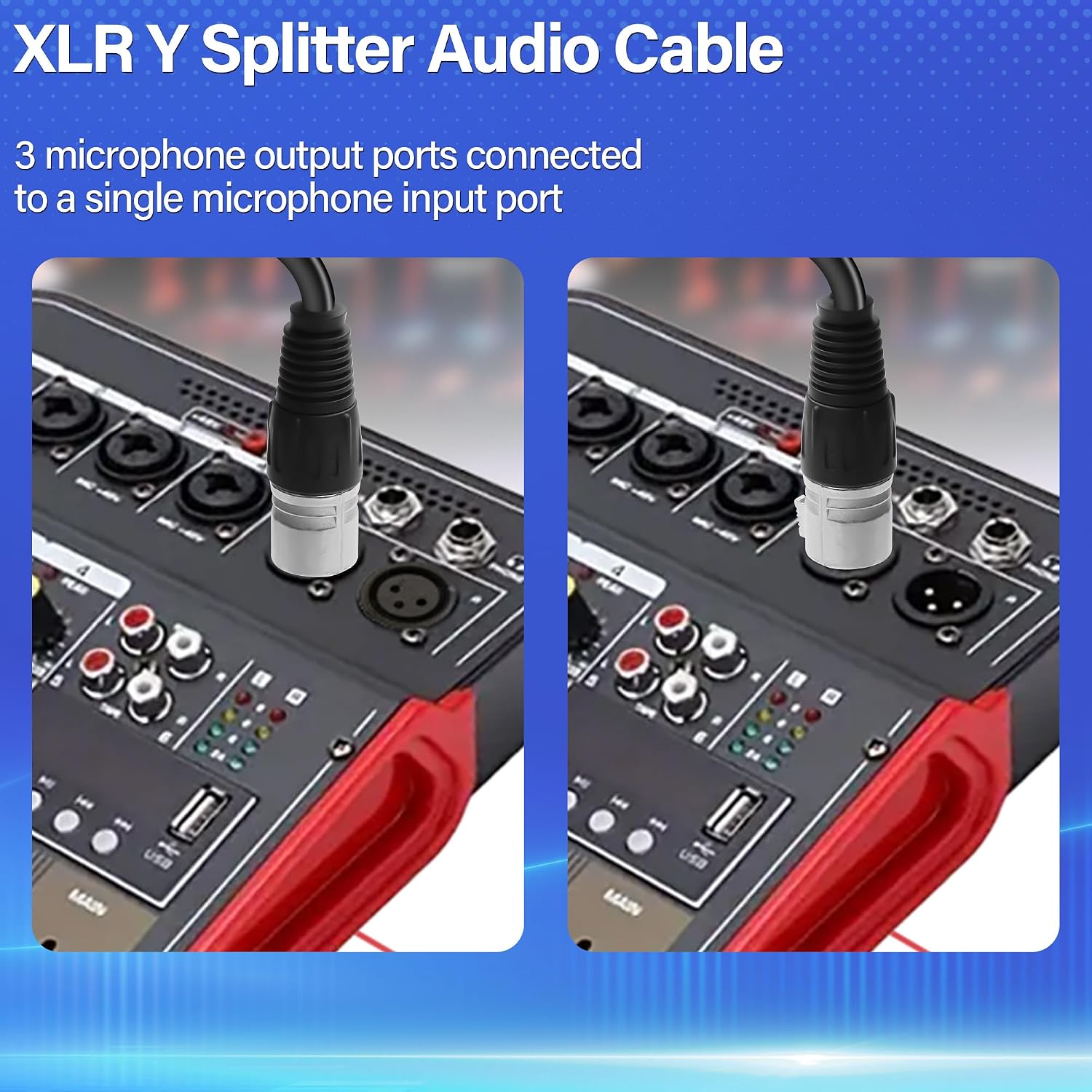Detalle 2 de JSADZKJ 1-to-3 XLR Splitter Cable, 3-Pin Balanced, 1.96 ft