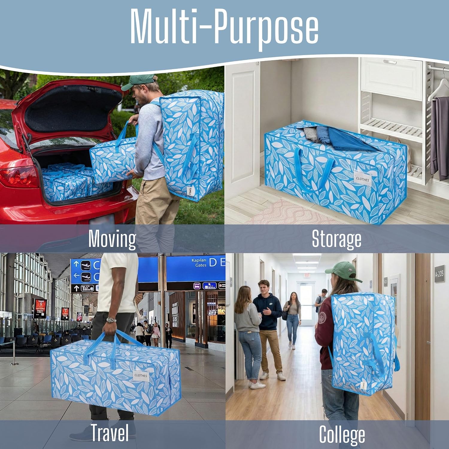 Thumbnail 6 de VENO 4 Pack Heavy Duty Moving Bags with Backpack Straps: Extra Large, Durable, and Hang-Free