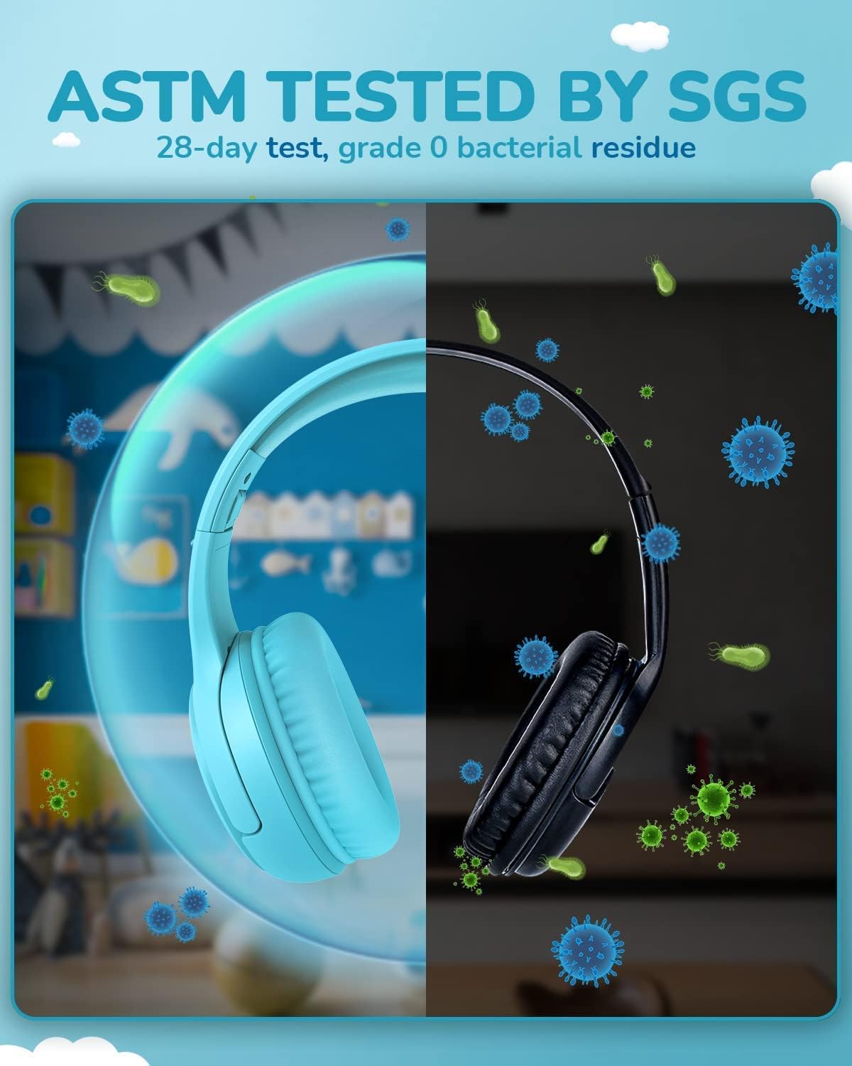 Thumbnail 4 de awatrue Kinder-Kopfhörer (Over Ear) mit Mikrofon & Lautstärkebegrenzer 85/94 dB – kabelgebunden, faltbar