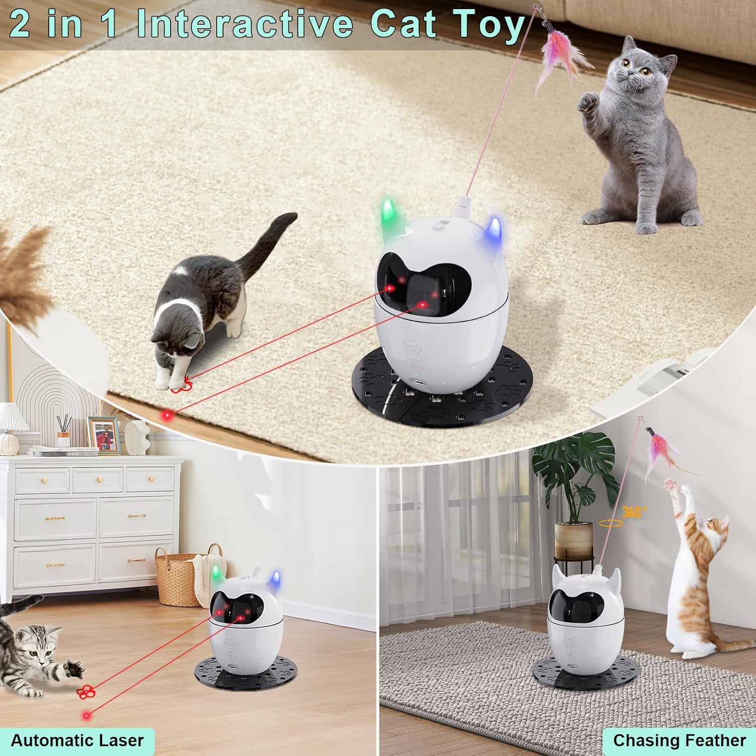 Detalle 2 de TBTeek Cat Toy 2in1 Rechargeable