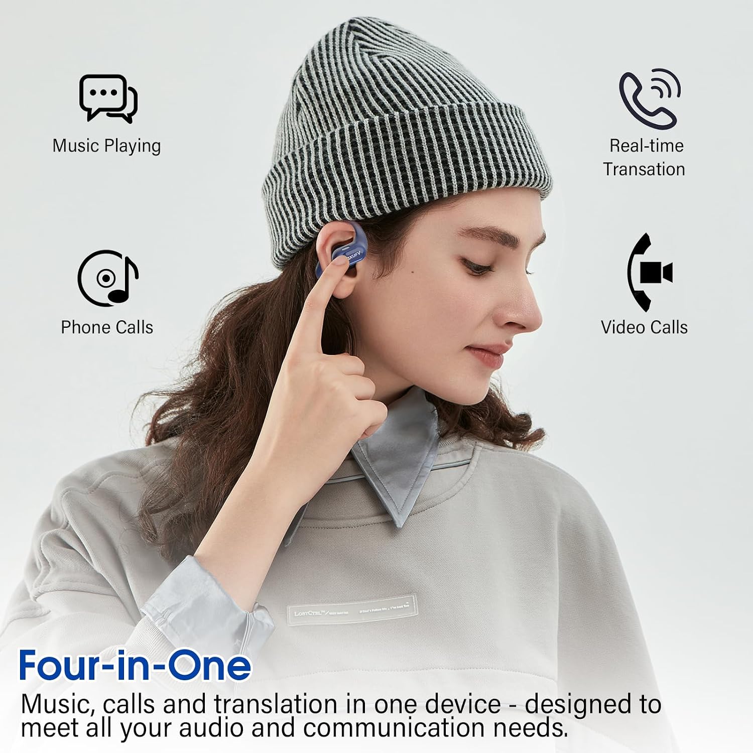 Thumbnail 3 de QXUFV QX68 Écouteur Traducteur Instantané : 164 langues, 9 modes IA, Open-Ear