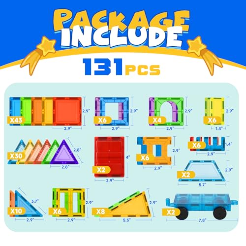 Detalle de W Wise Block Blocs de Construction Magnétiques – 131 pièces avec 2 voitures
