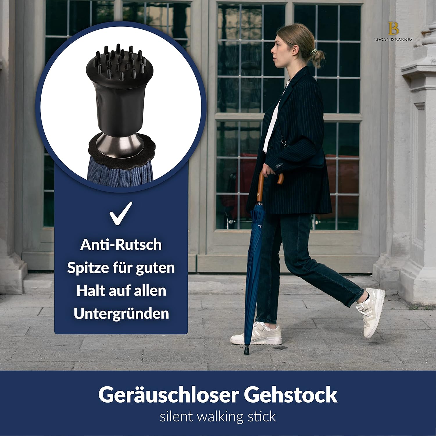 Thumbnail 6 de LOGAN & BARNES Edinburgh XXL Stockschirm – Sturmfest Ø120 cm mit Echtholzgriff
