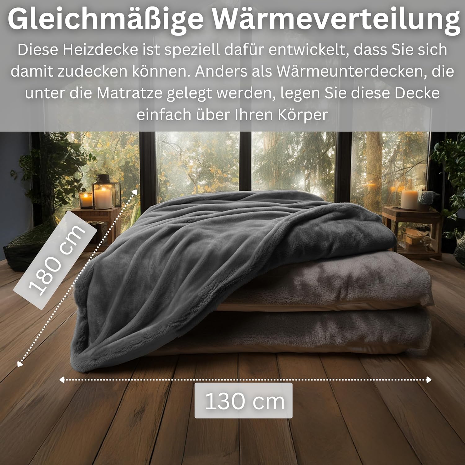 Thumbnail 6 de Steinborg Heizdecke 180x130 cm mit Abschaltautomatik – Wärmedecke für Bett und Sofa