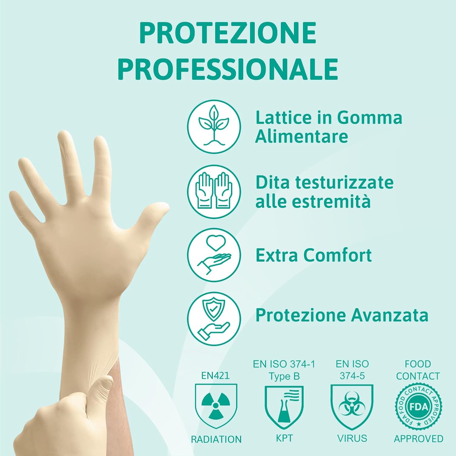 Detalle de Ansell MicroFlex 63-864 Guanti Monouso in Lattice – Senza Polvere, Taglia L (100 Guanti)