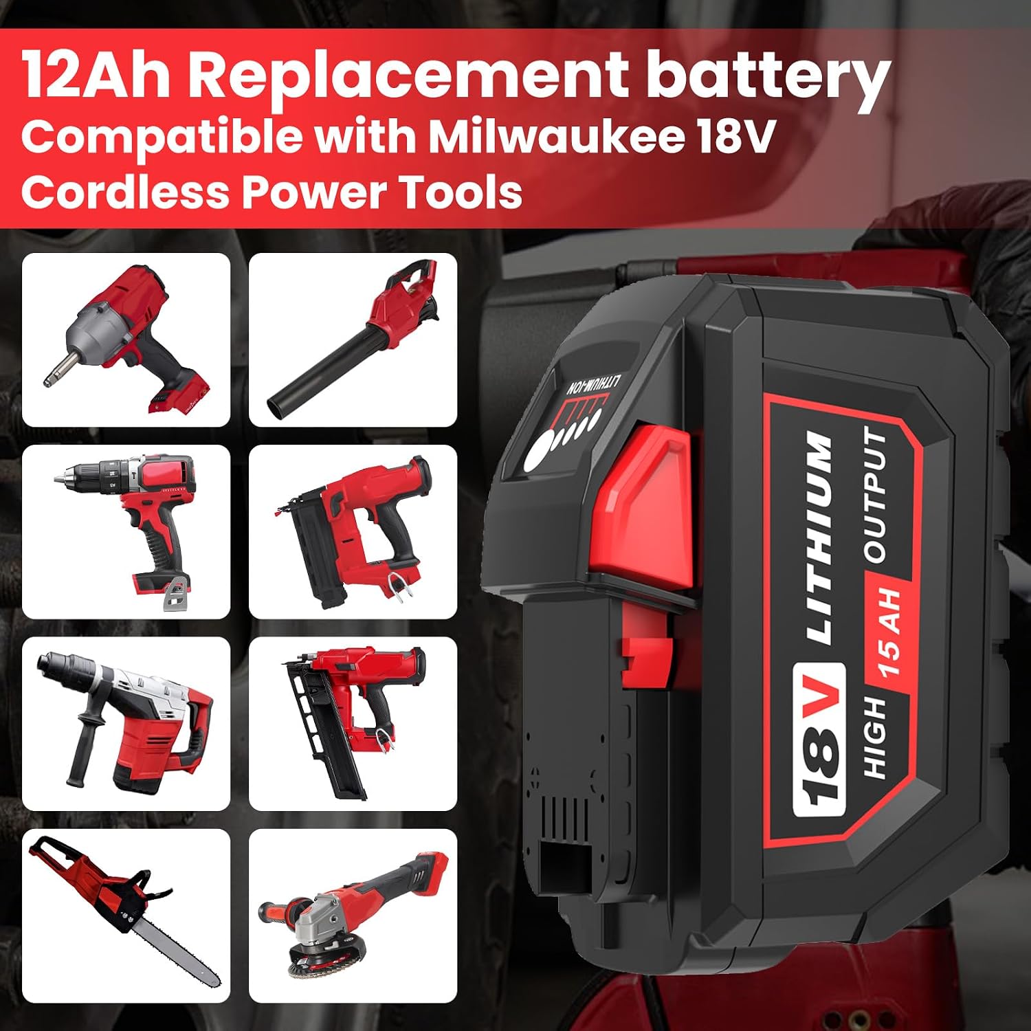 Thumbnail 4 de TUKOPK 48-11-1862 18V Replacement Battery 2-Pack, 15.0Ah Lithium-Ion