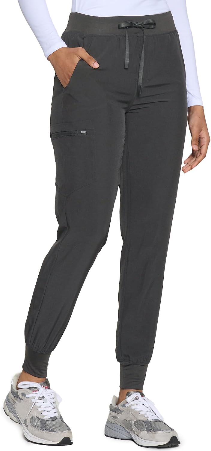 Detalle de COZYFIT Women's Scrub Pants, Slim-Fit Joggers with Stretch and 5 Pockets