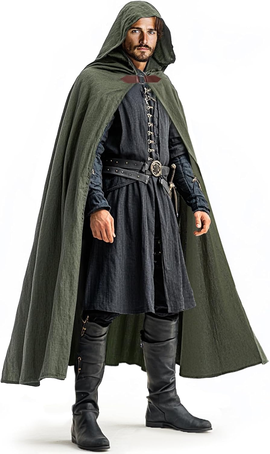 Detalle de Ibeauti Renaissance Hooded Cloak, 100% Cotton Medieval Costume Cape