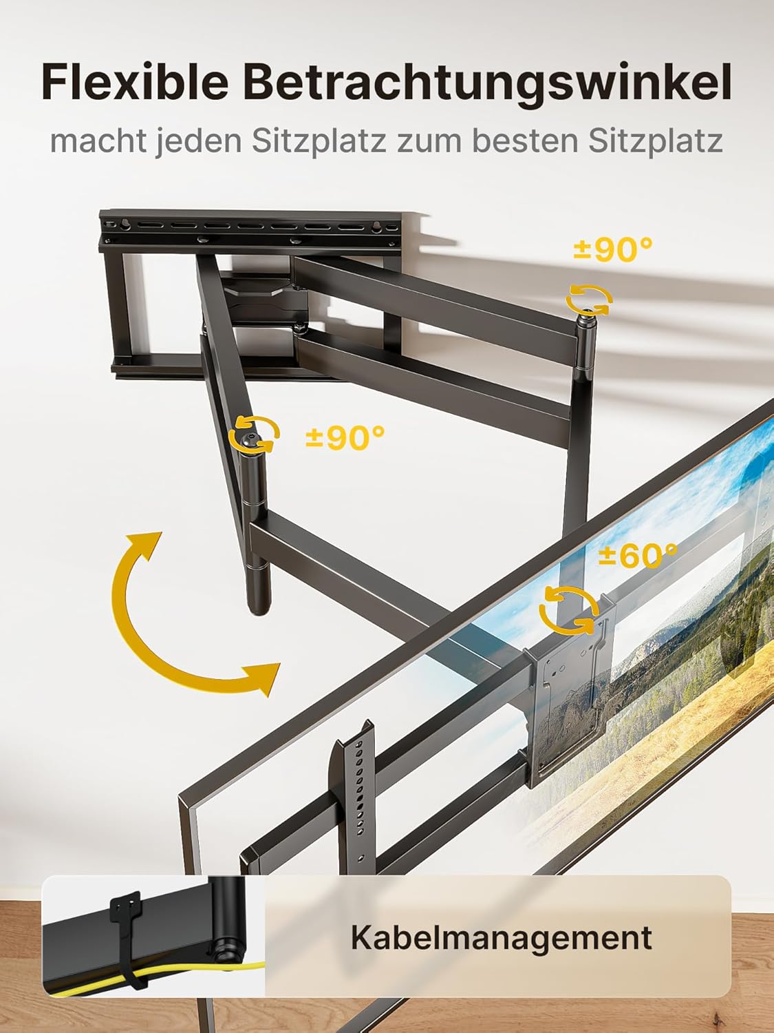 Thumbnail 4 de monTEK Langarm 1080mm TV-Wandhalterung für 43–90 Zoll bis 60 kg, ausziehbar, schwenk- und neigbar (max. VESA 800x400)