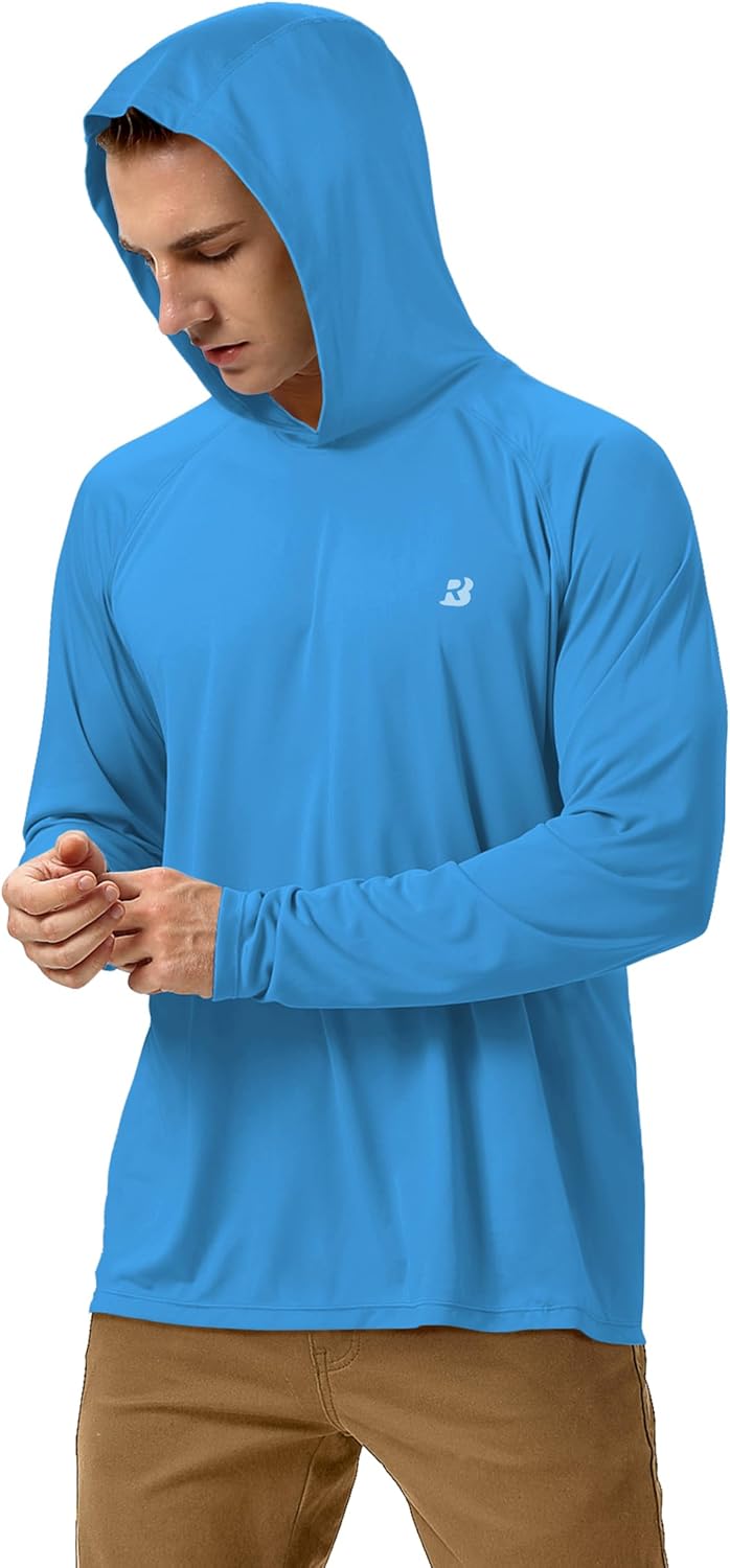 Detalle de Roadbox Men's Sun Protection Swim Hoodie Long Sleeve: Quick Dry, Lightweight UV Top for Outdoor Sports