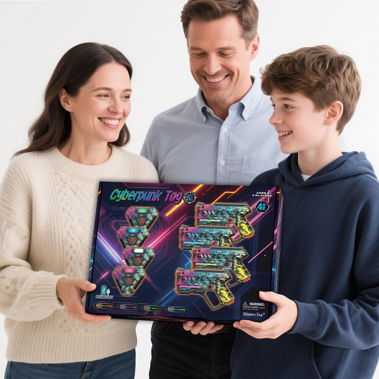 Thumbnail 6 de Rechargeable Laser Tag Set of 4 (Cyberpunk) with Vests, 150ft Infrared Range