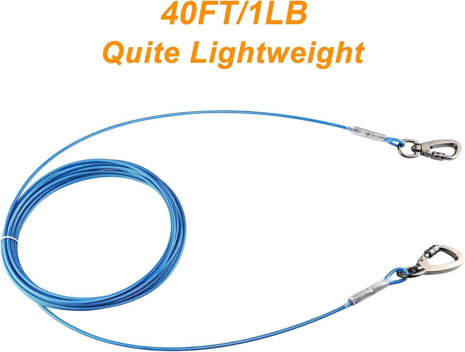Detalle 2 de Dog Tie Out Cable with 360° Swivel Lockable Hook and PVC Coating (10ft–120ft) Reflective Lead for Small to Large Dogs