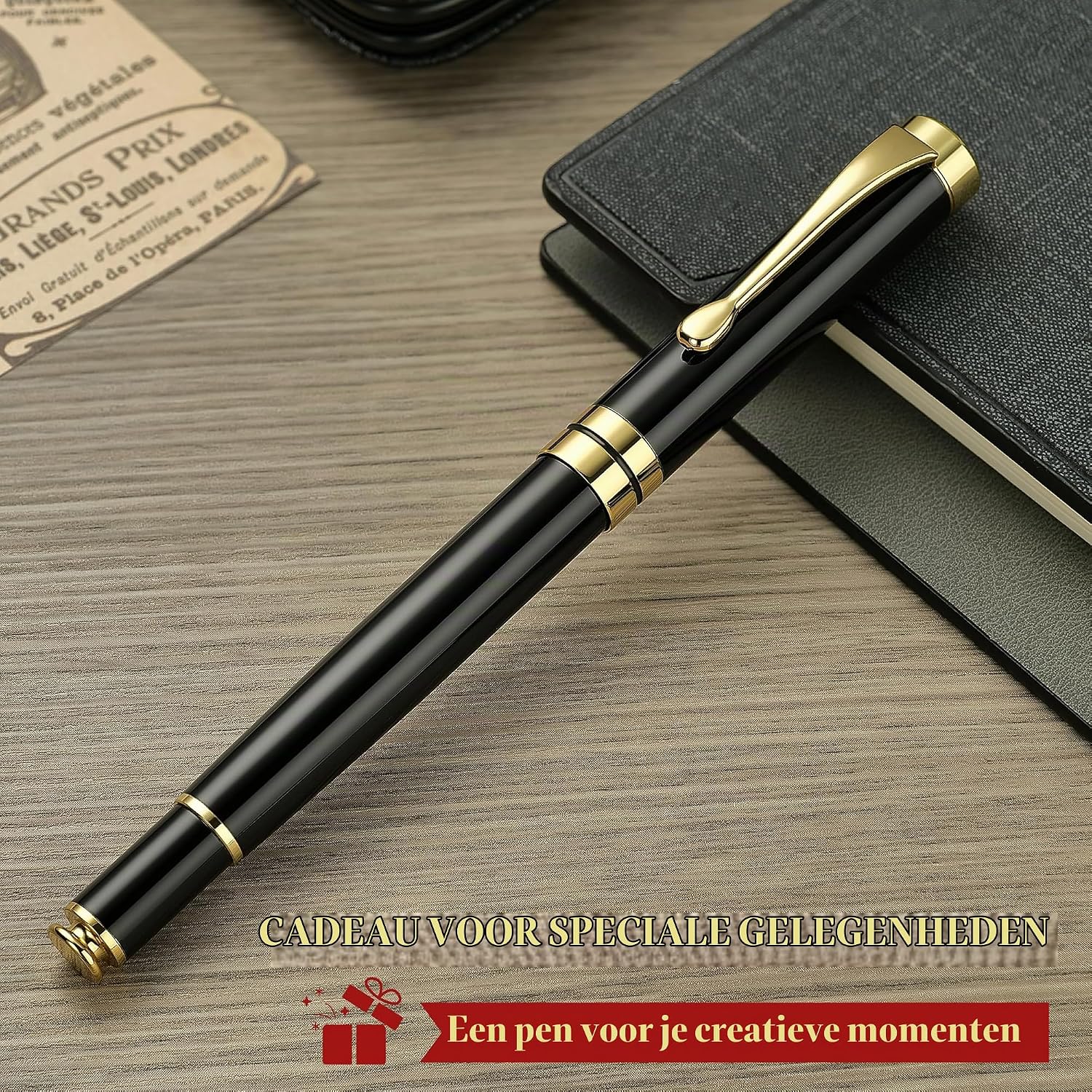 Thumbnail 6 de BEILUNER BL-000 balpen van metaal, zwart-chroom met gouden afwerking