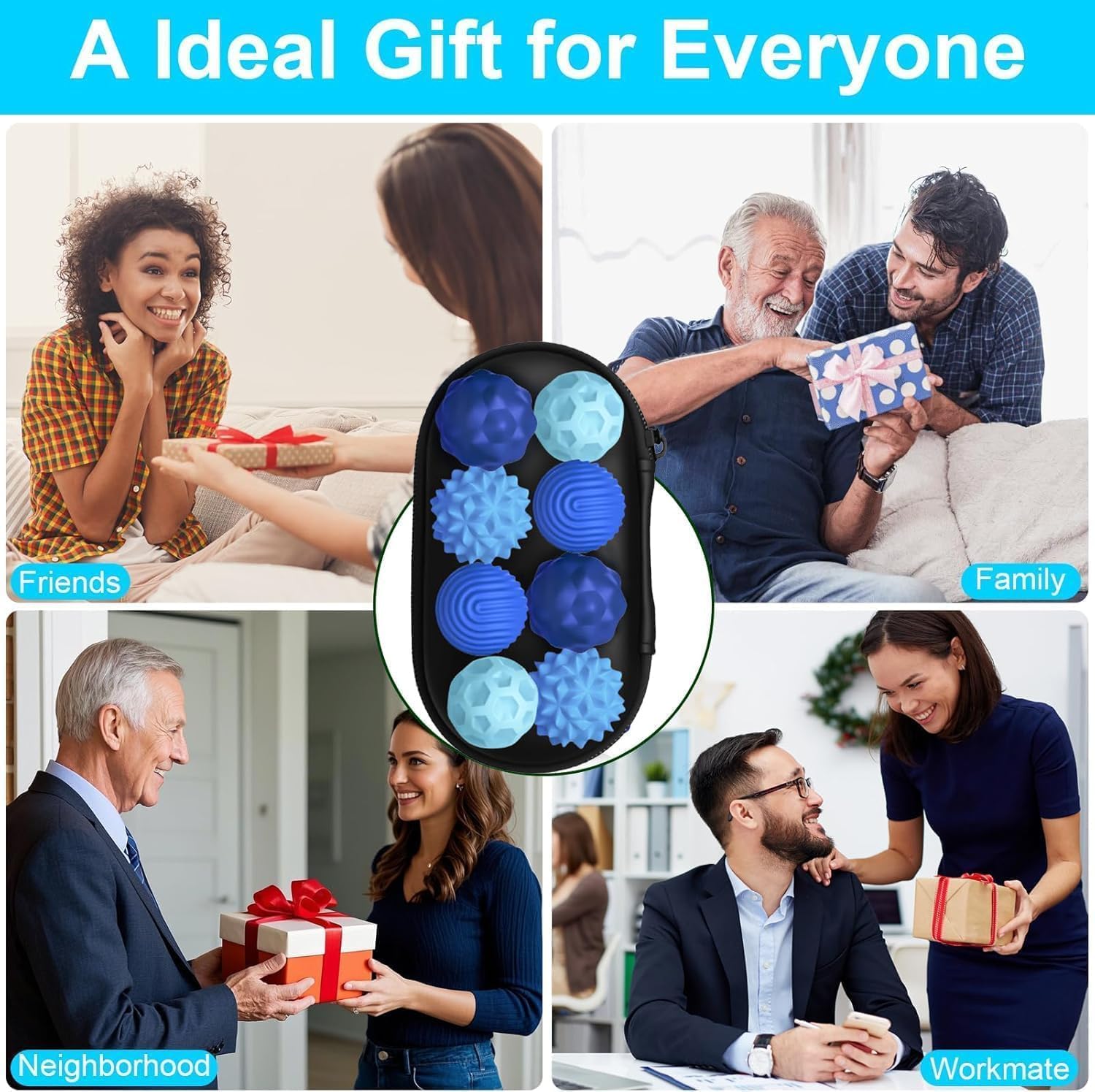 Thumbnail 4 de Magnetische Fidget Balls (8-teilig) aus Silikon – 8PCS Magnetic Fidget Balls in Blau