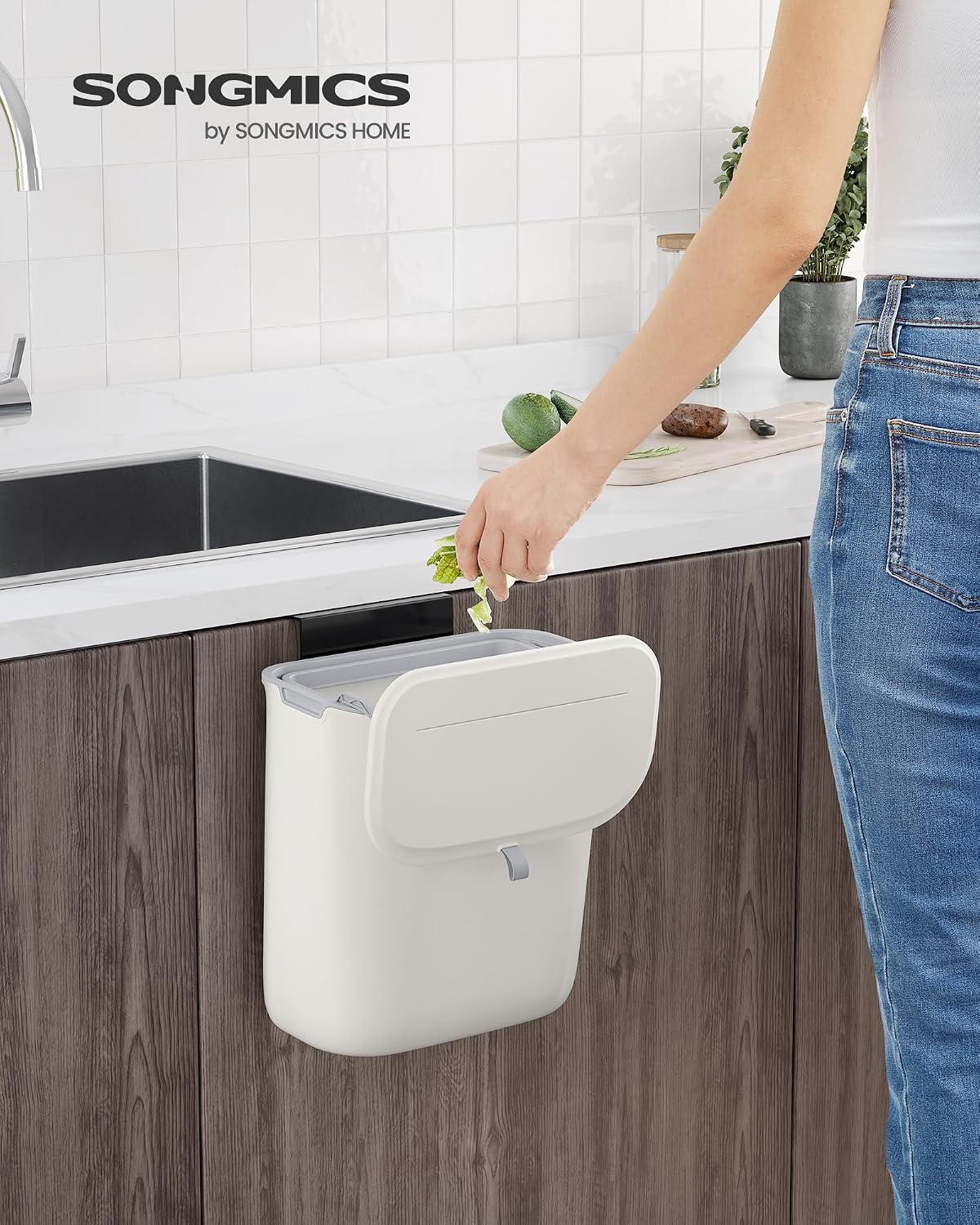 Detalle de SONGMICS PUNKOOL Collection LTB820W9 hangende afvalbak, 9 liter