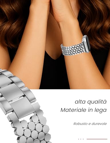 Detalle 2 de JJii Sung Bracciale Metallico a Nido d’Ape per iWatch: eleganza modulabile per 38–49 mm