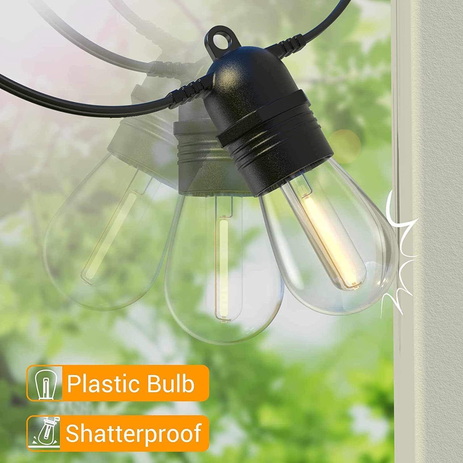 Thumbnail 2 de GlobaLink catena luminosa da esterno LED collegabile S14 con 15+1 lampadine infrangibili IP65, bianco caldo