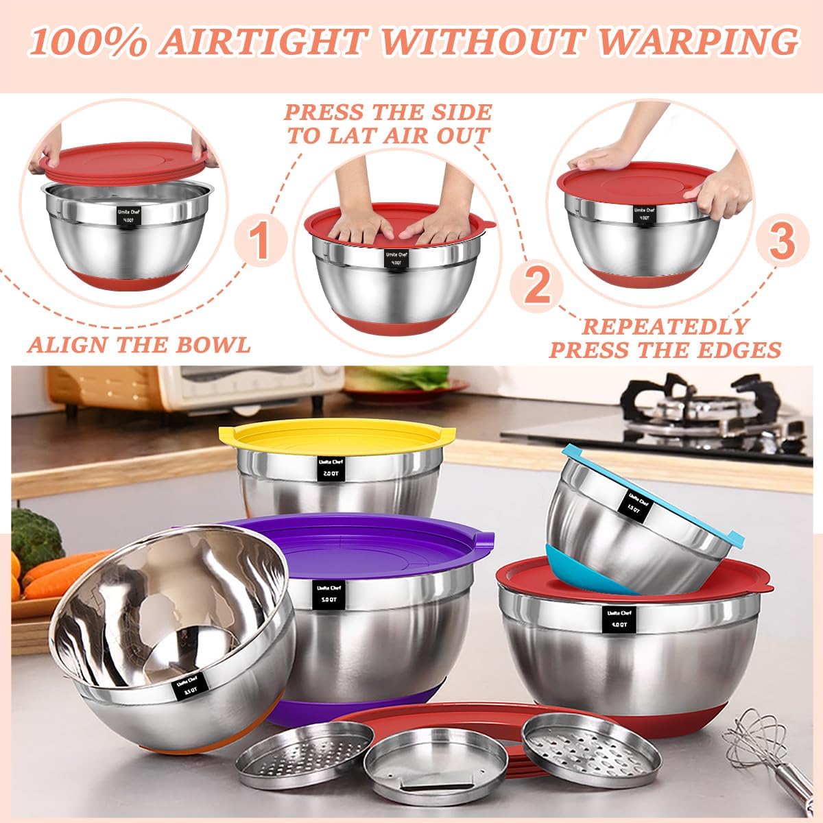 Detalle 2 de Umite Chef Mixing Bowls, 5 qt