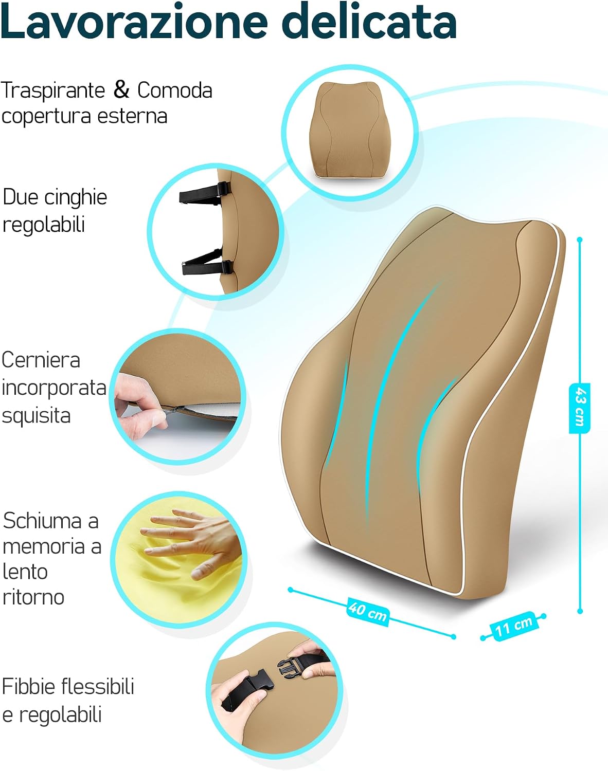 Thumbnail 4 de Travel Ease Cuscino Lombare Ergonomico 43x40x11 cm