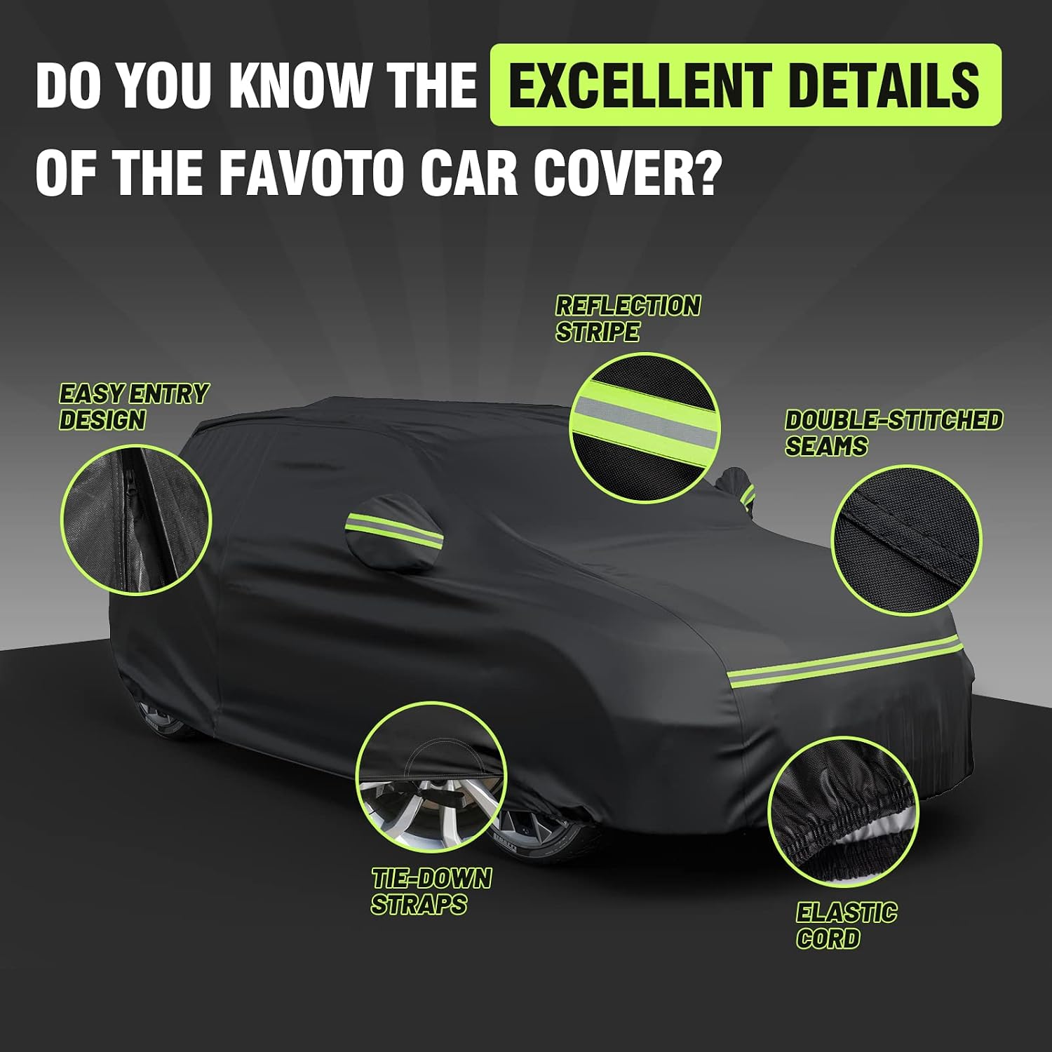 Thumbnail 4 de Favoto SUV Car Cover (188–198 inches): All‑Weather Waterproof Outdoor Cover with Right-Side Zip