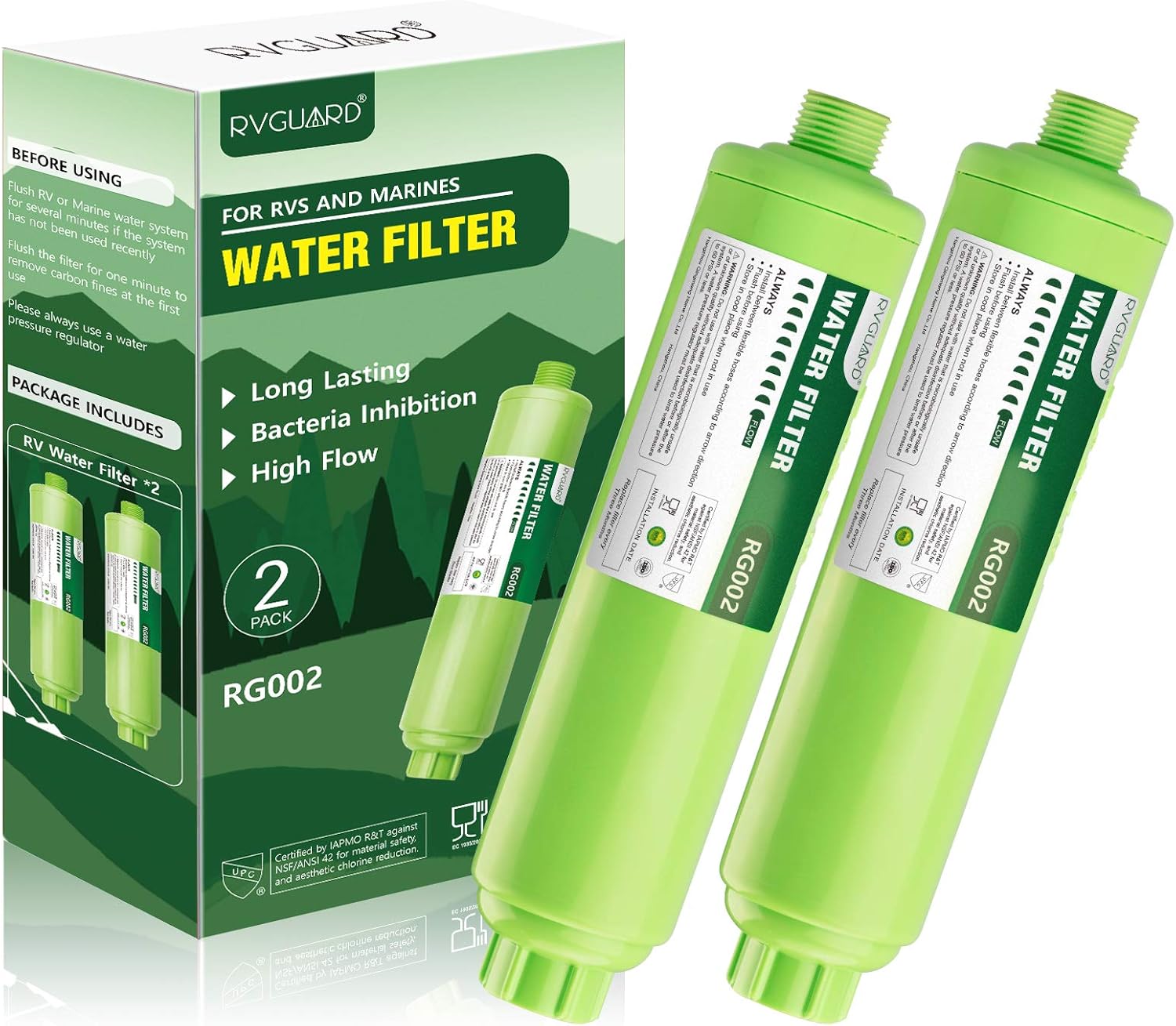 Detalle de RVGUARD Inline RV Water Filter: 4-Pack for Odor, Taste, Rust and Chlorine Reduction