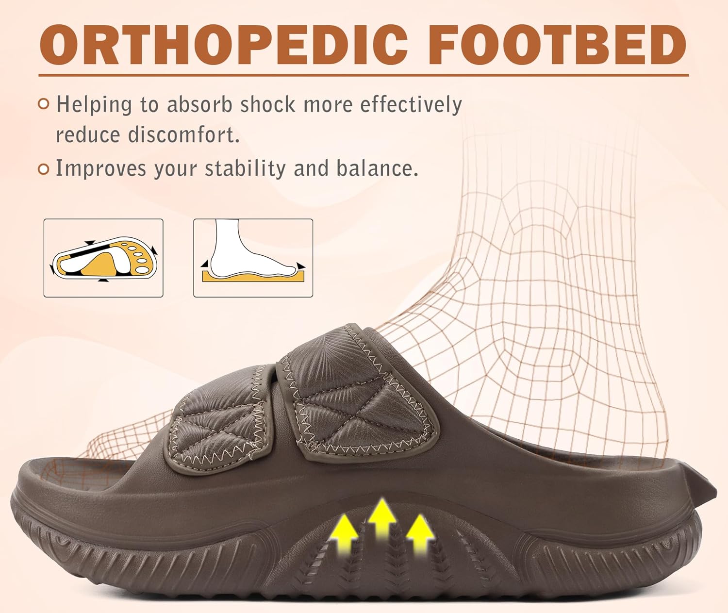 Thumbnail 2 de COFACE Herren-Recovery-Sandalen Orthopädische Geh-Slides für Männer | Gepolsterte Sandalen 40–48