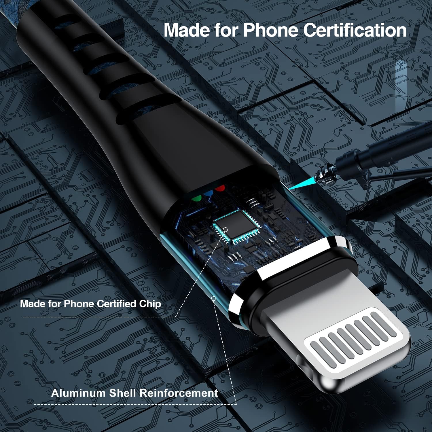 Thumbnail 1 de Essri 2-Pack Lightning Charging Cord (6 ft) — Nylon Braided USB to iPhone Cable, Blue