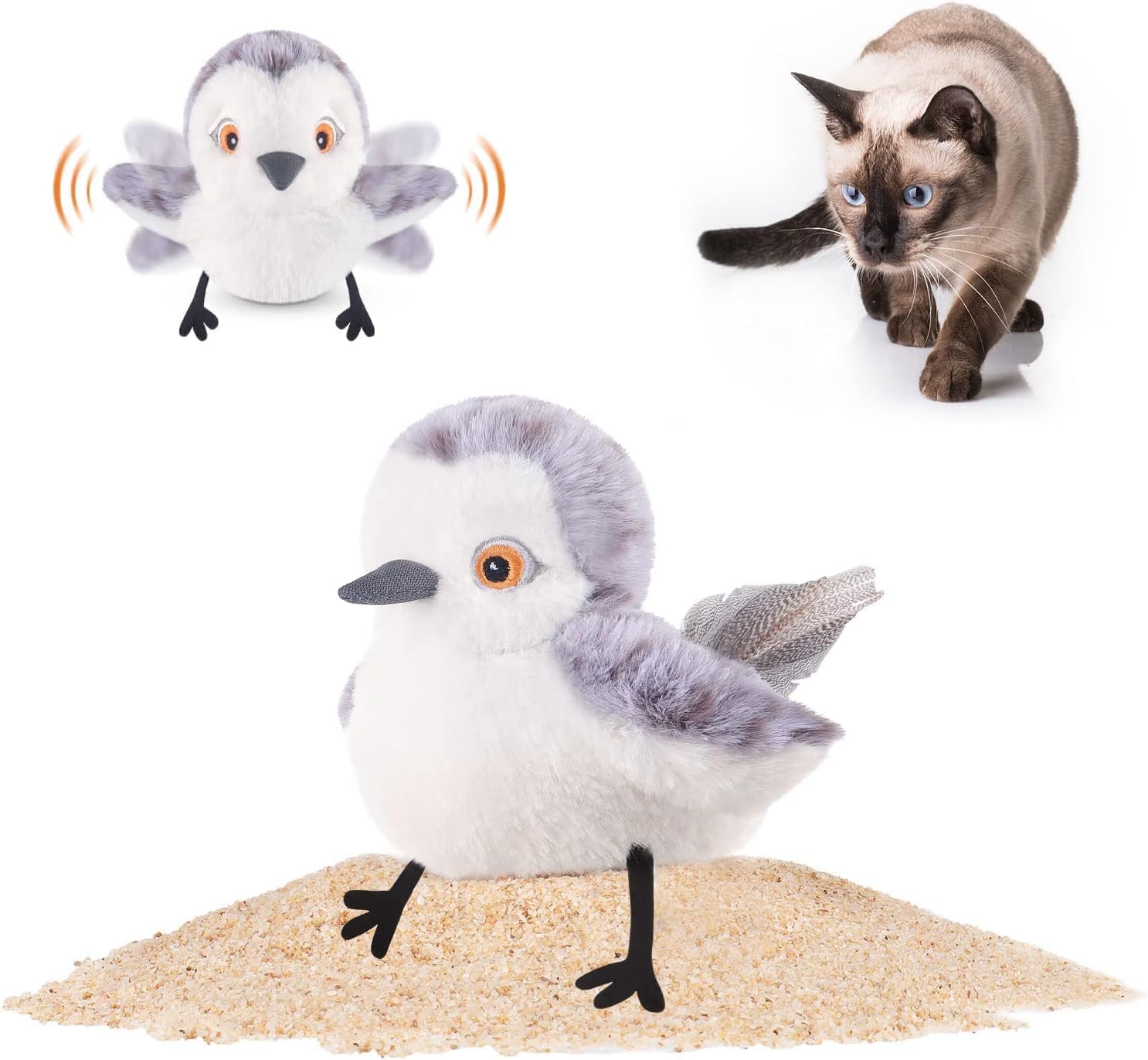 Detalle de Potaroma Katzenspielzeug Flatternder Vogel 10,2 cm