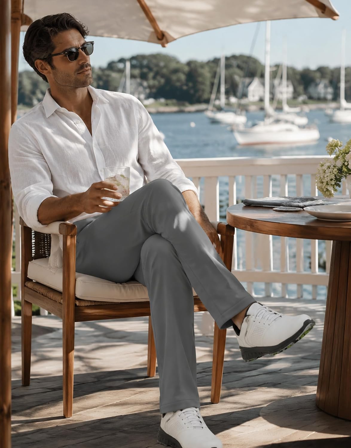 Detalle de M MAELREG Fleece-Lined Golf Pants for Men, Water-Resistant Stretch Softshell